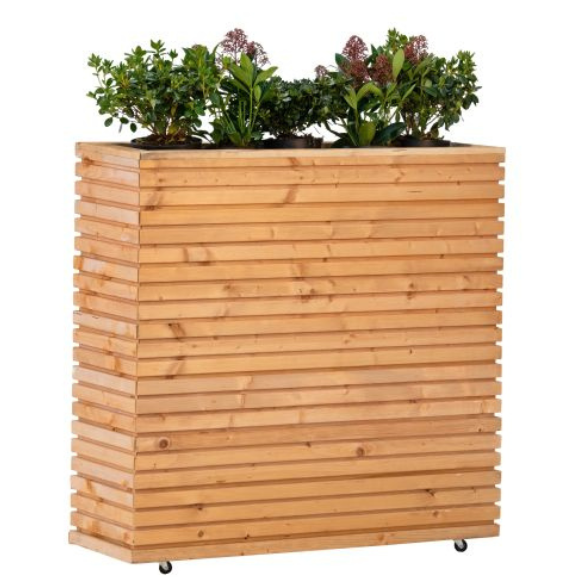 Bloembak Krefeld Red Class Wood 90 x 30 x 102 cm op wieltjes