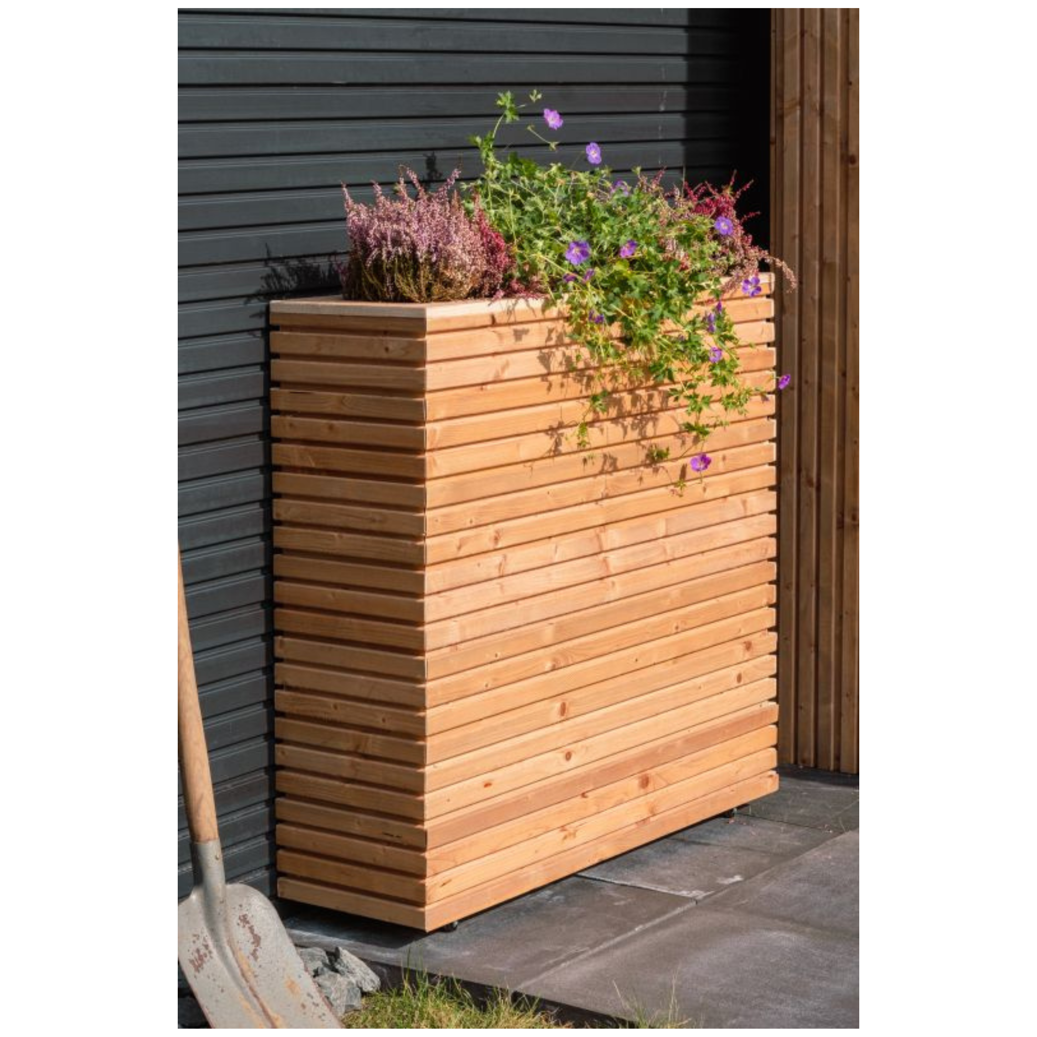 Bloembak Krefeld Red Class Wood 90 x 30 x 102 cm op wieltjes