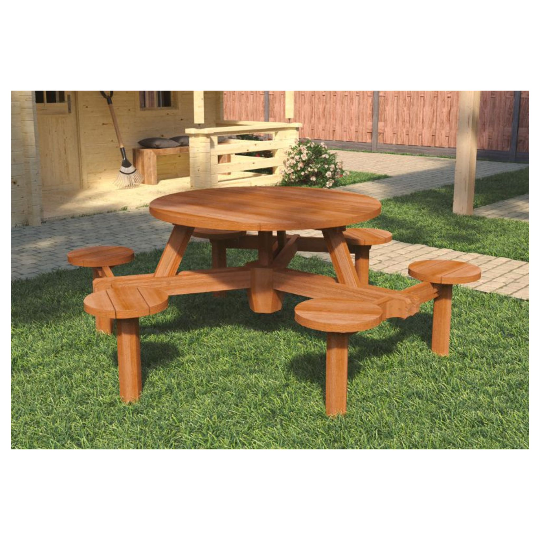 Hardhouten picknicktafel Rondo
