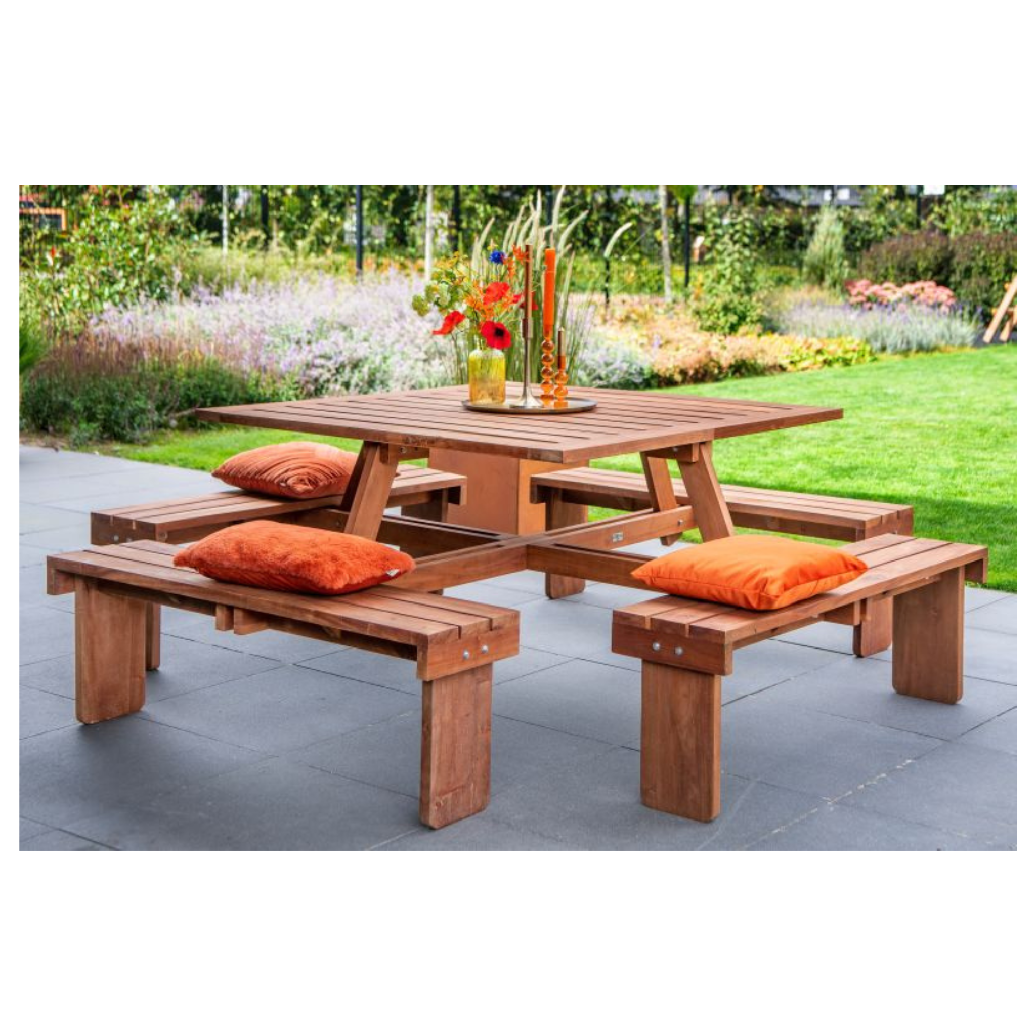Hardhouten picknicktafel vierkant Premium