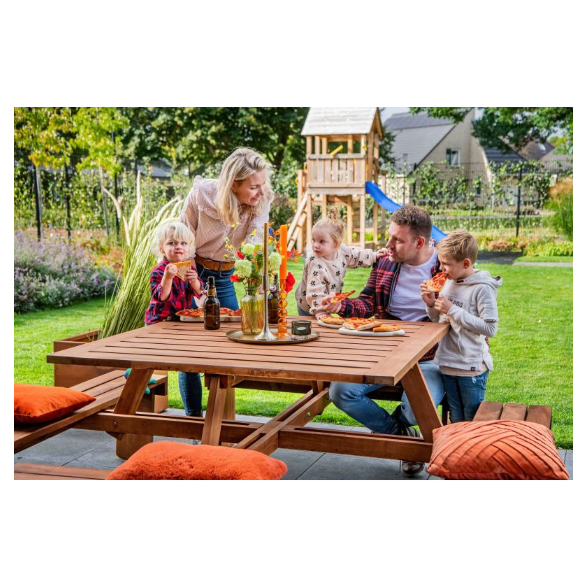 Hardhouten picknicktafel vierkant Premium