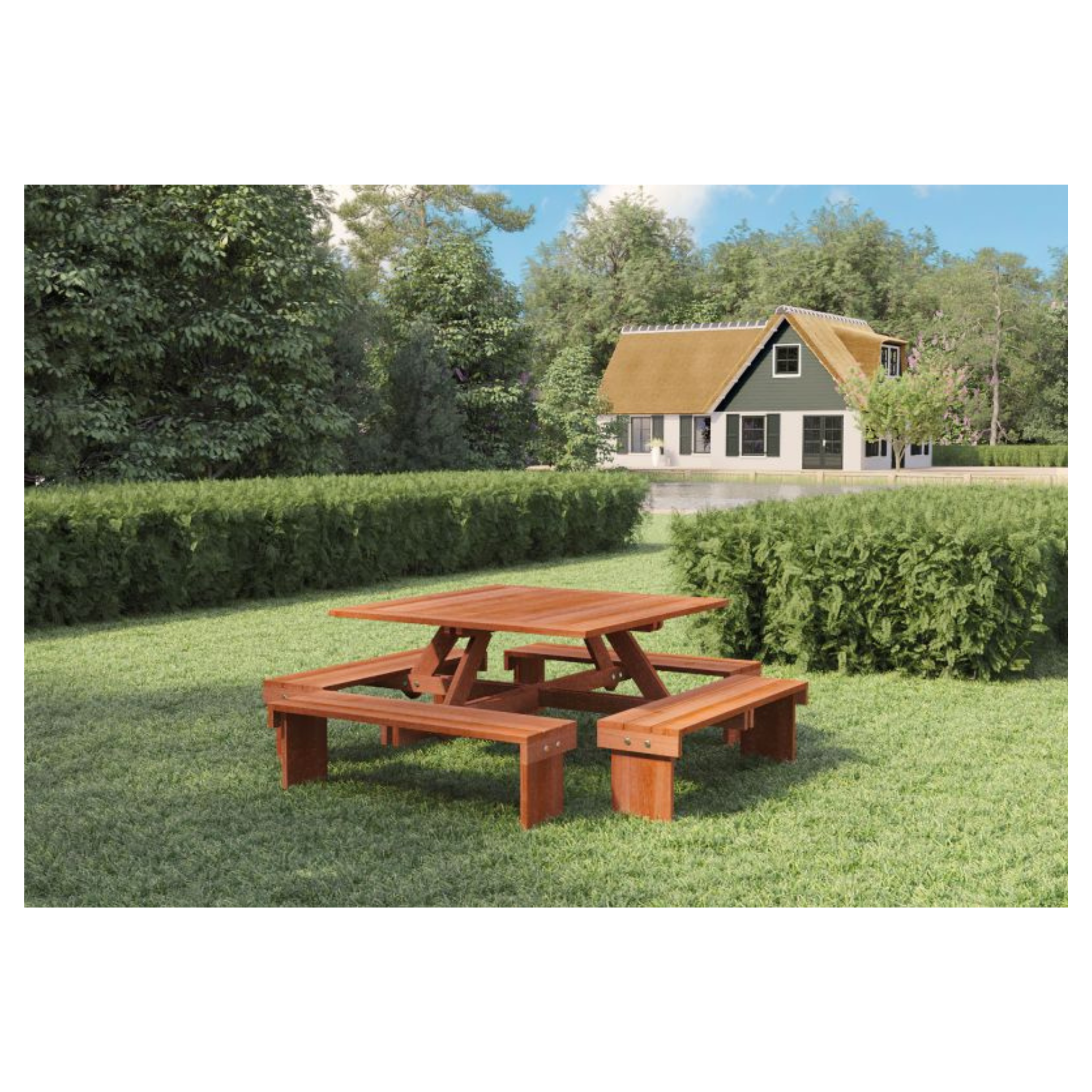 Hardhouten picknicktafel vierkant Premium