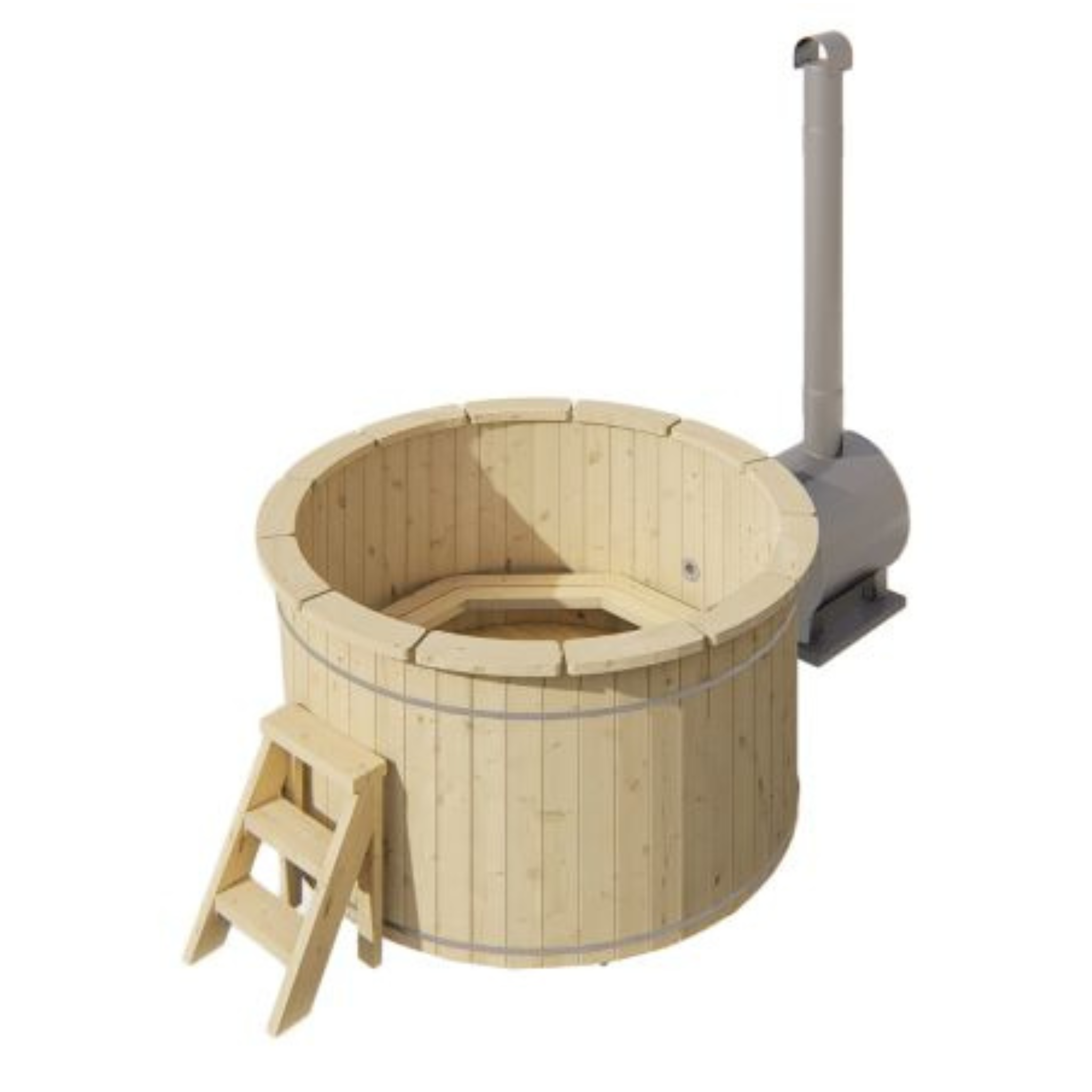 Hottub met RVS kachel ø200 cm onbehandeld vuren