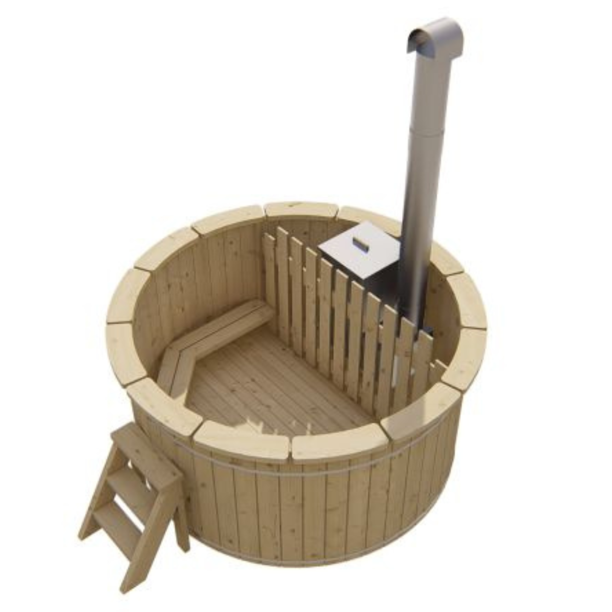 Hottub met RVS kachel ø200 cm onbehandeld vuren