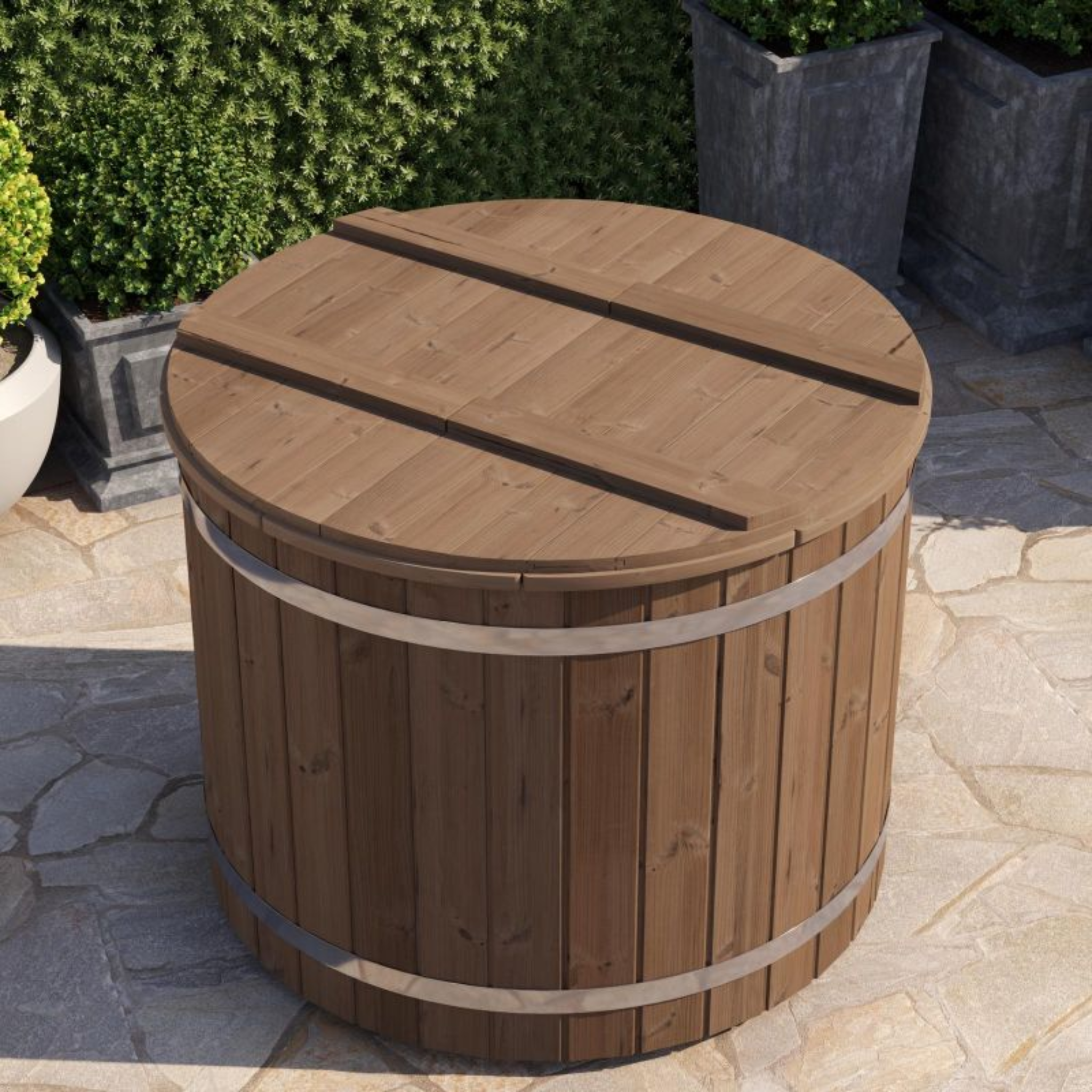 Koudwaterbad Ø120 cm, thermisch gemodificeerd vuren