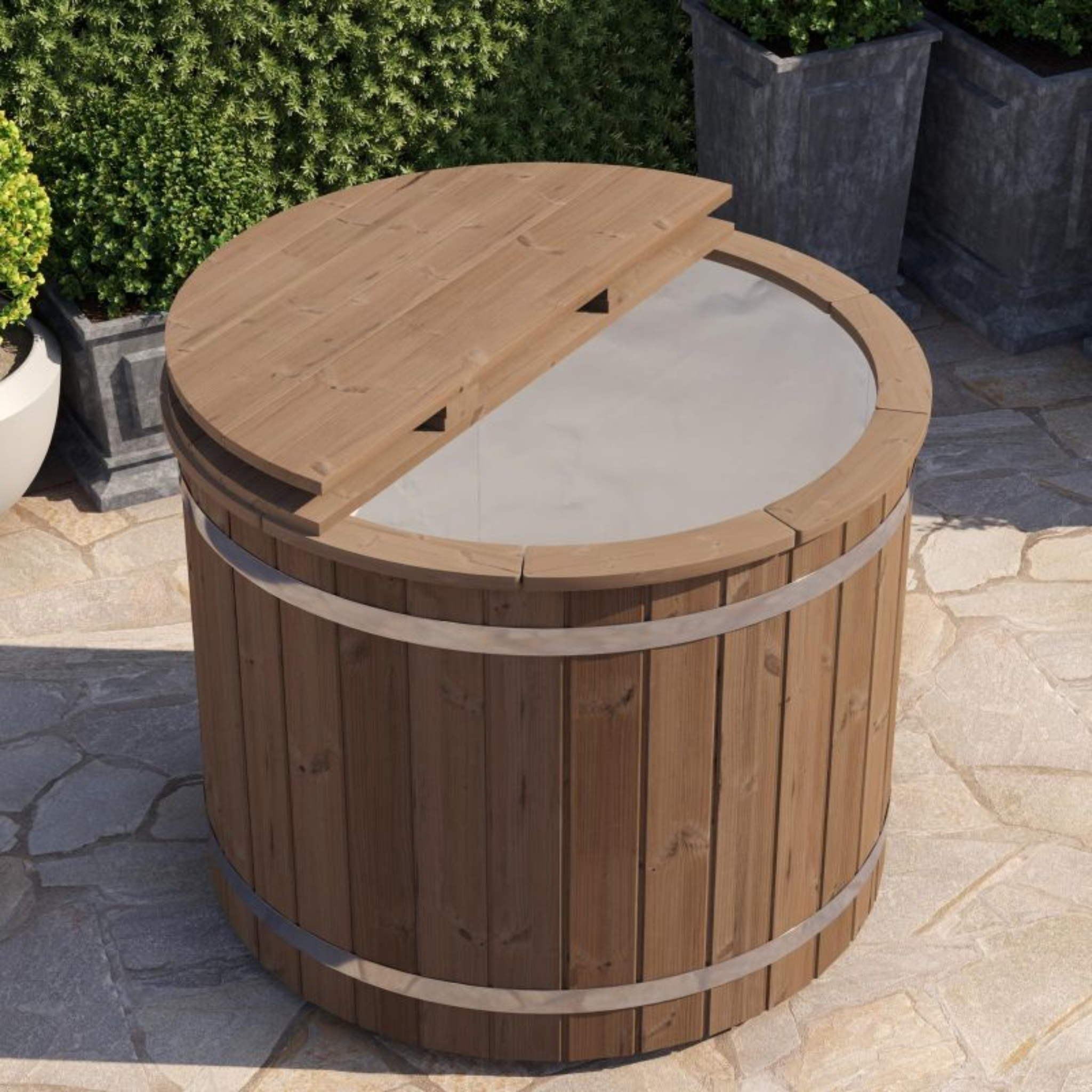 Koudwaterbad Ø120 cm, thermisch gemodificeerd vuren