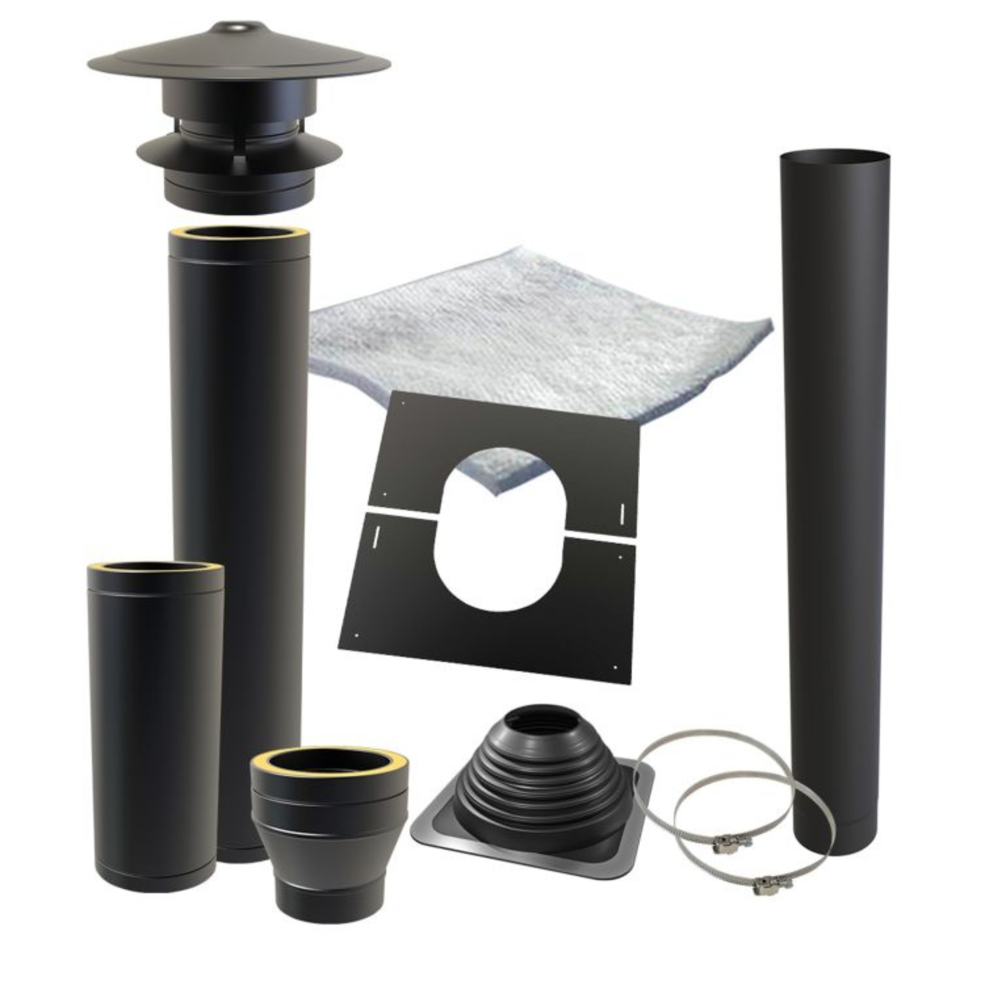 Rookgasafvoer voor saunakachel zwart gepoedercoat RVS316