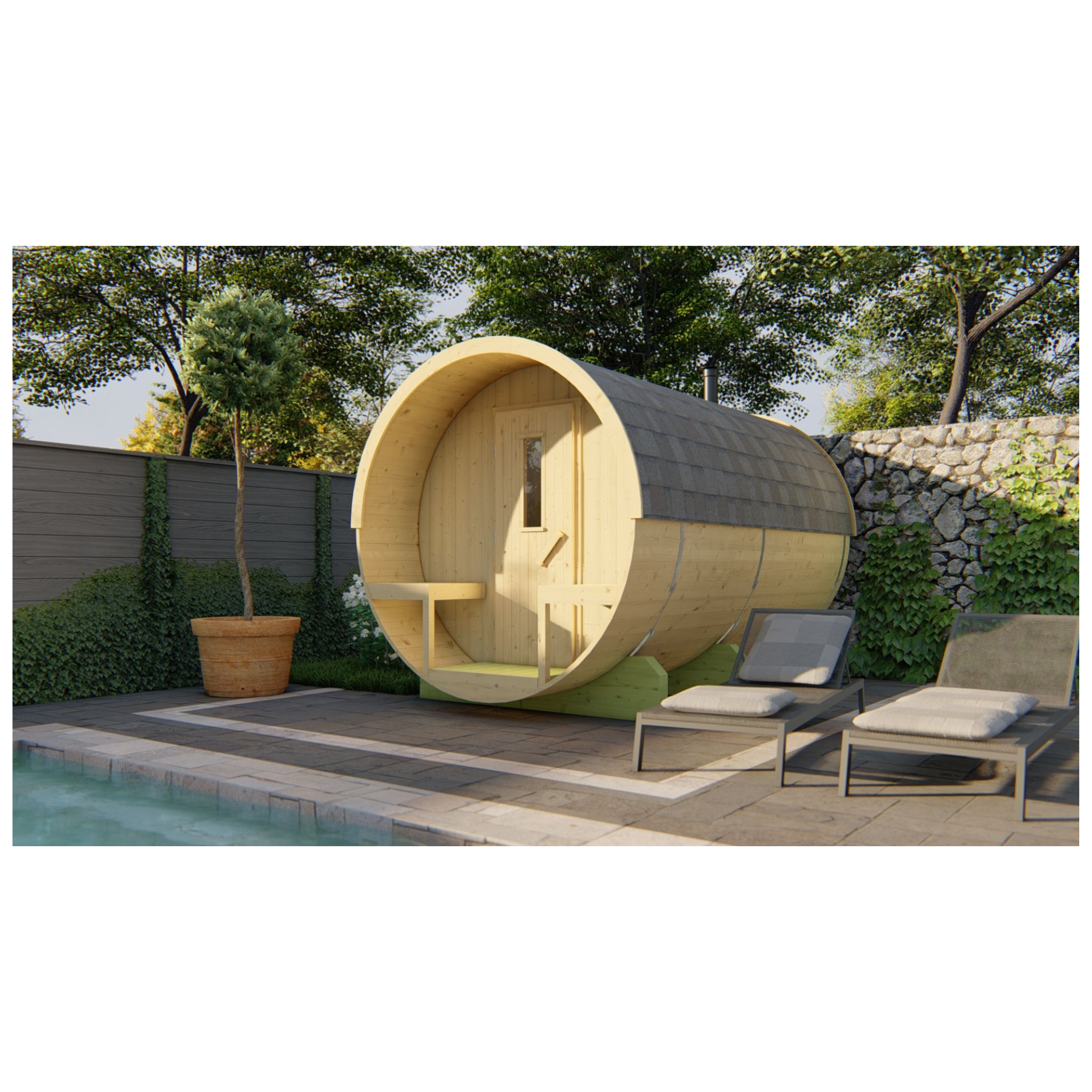 Saunabarrel Ø205 x 350 cm 38 mm onbehandeld vuren