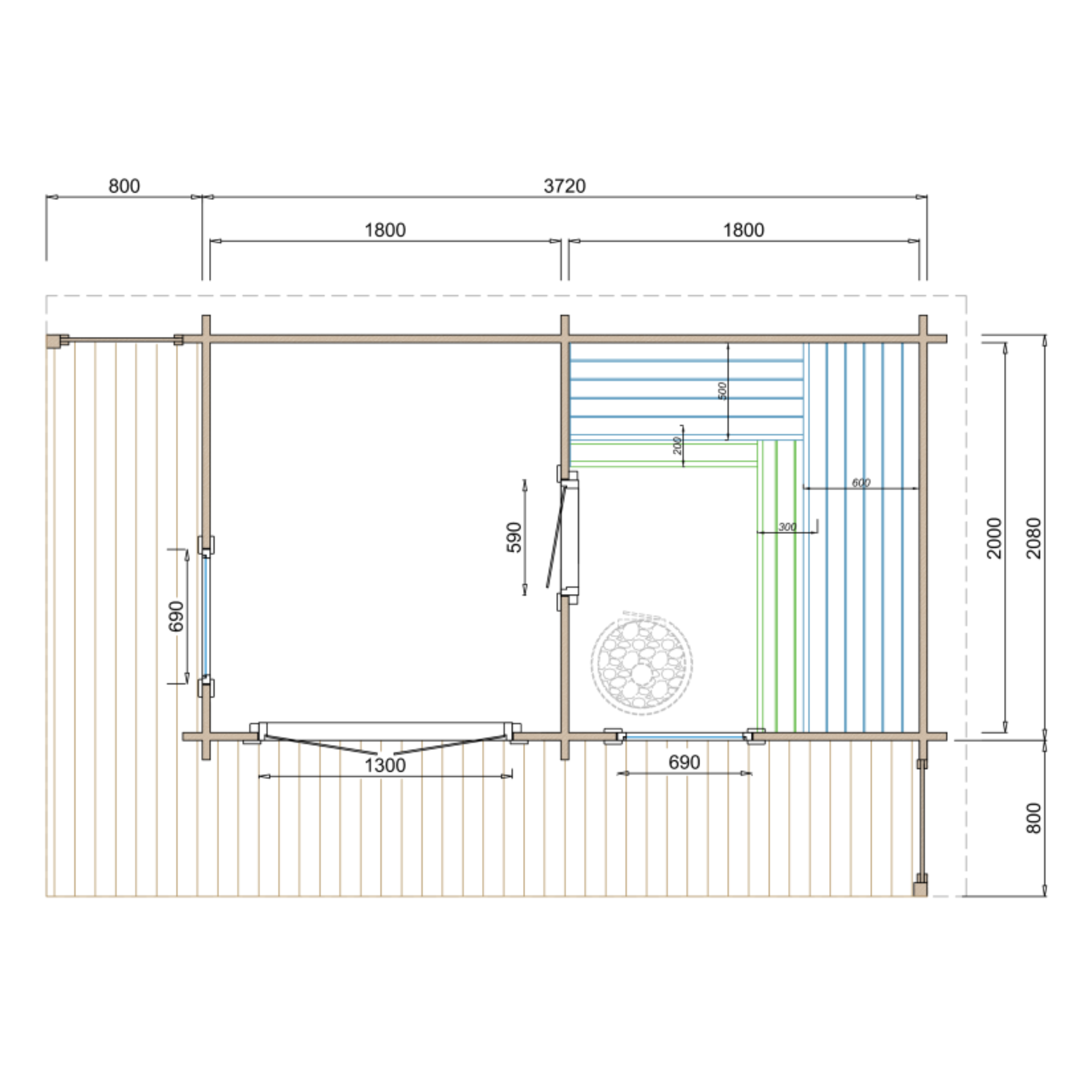 Saunahuis Inari 40 mm
