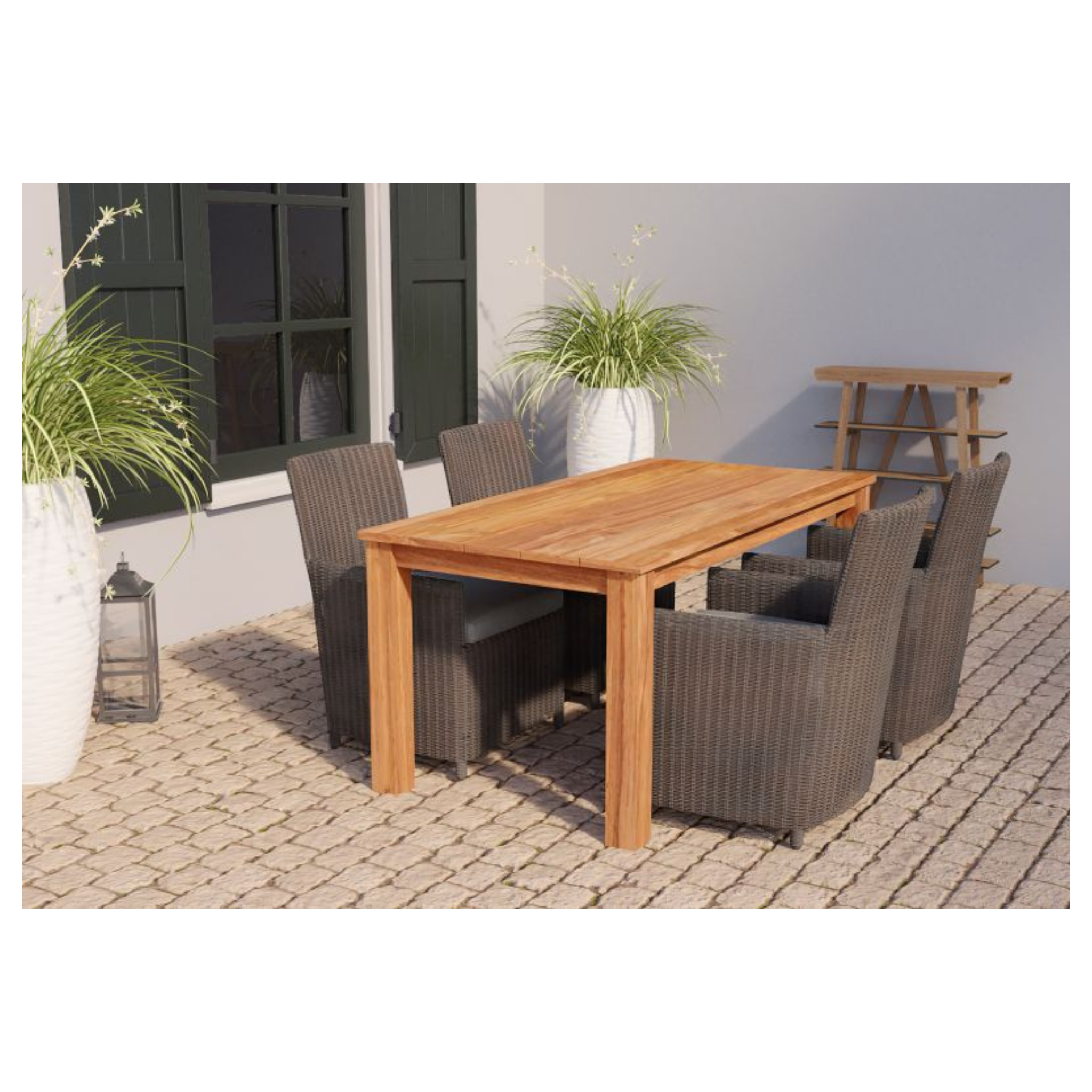 Tuintafel teak 300 x 100 cm solide rustiek