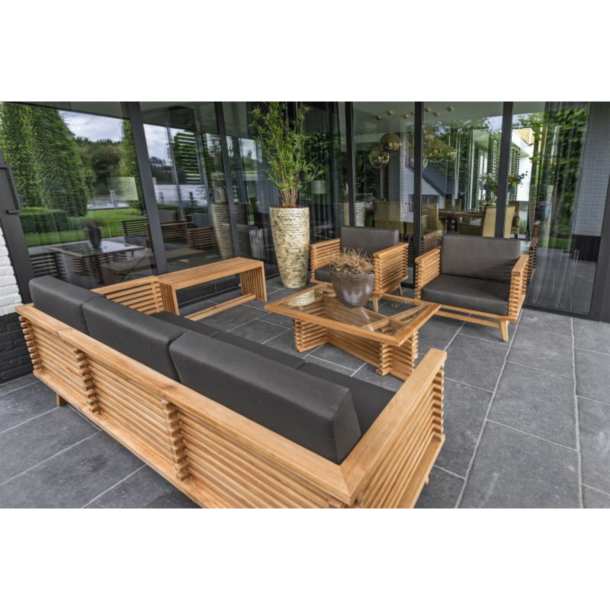Teak loungeset Riverside 3-zits bank incl. kussens