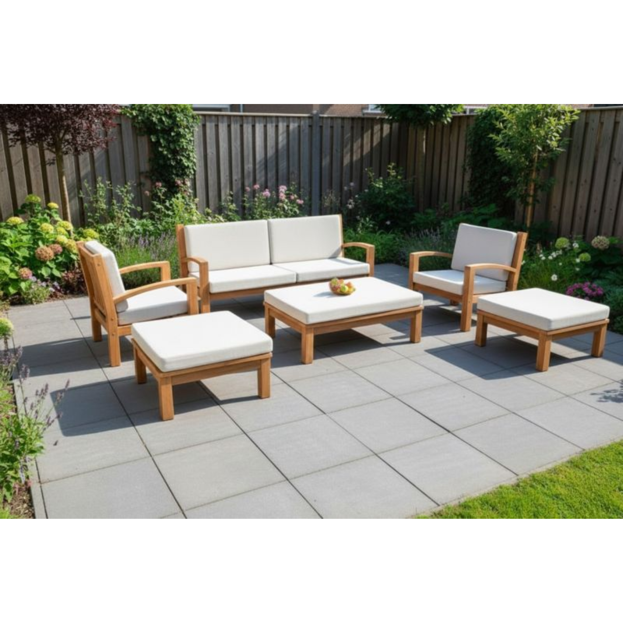 Teak modulaire lounge set Tambora – Fauteuil incl. kussens – 80 x 80 x H85 cm