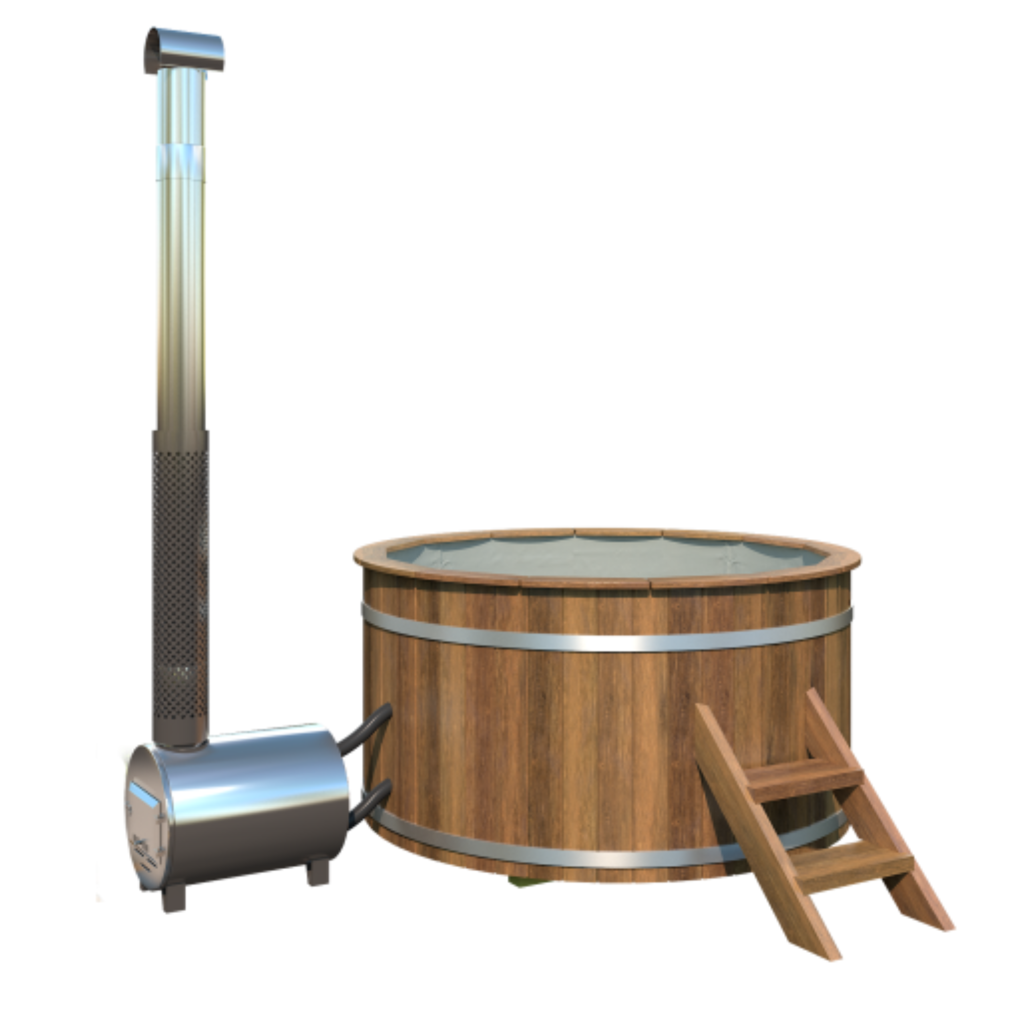 Hottub met  RVS kachel Ø180 cm Thermowood
