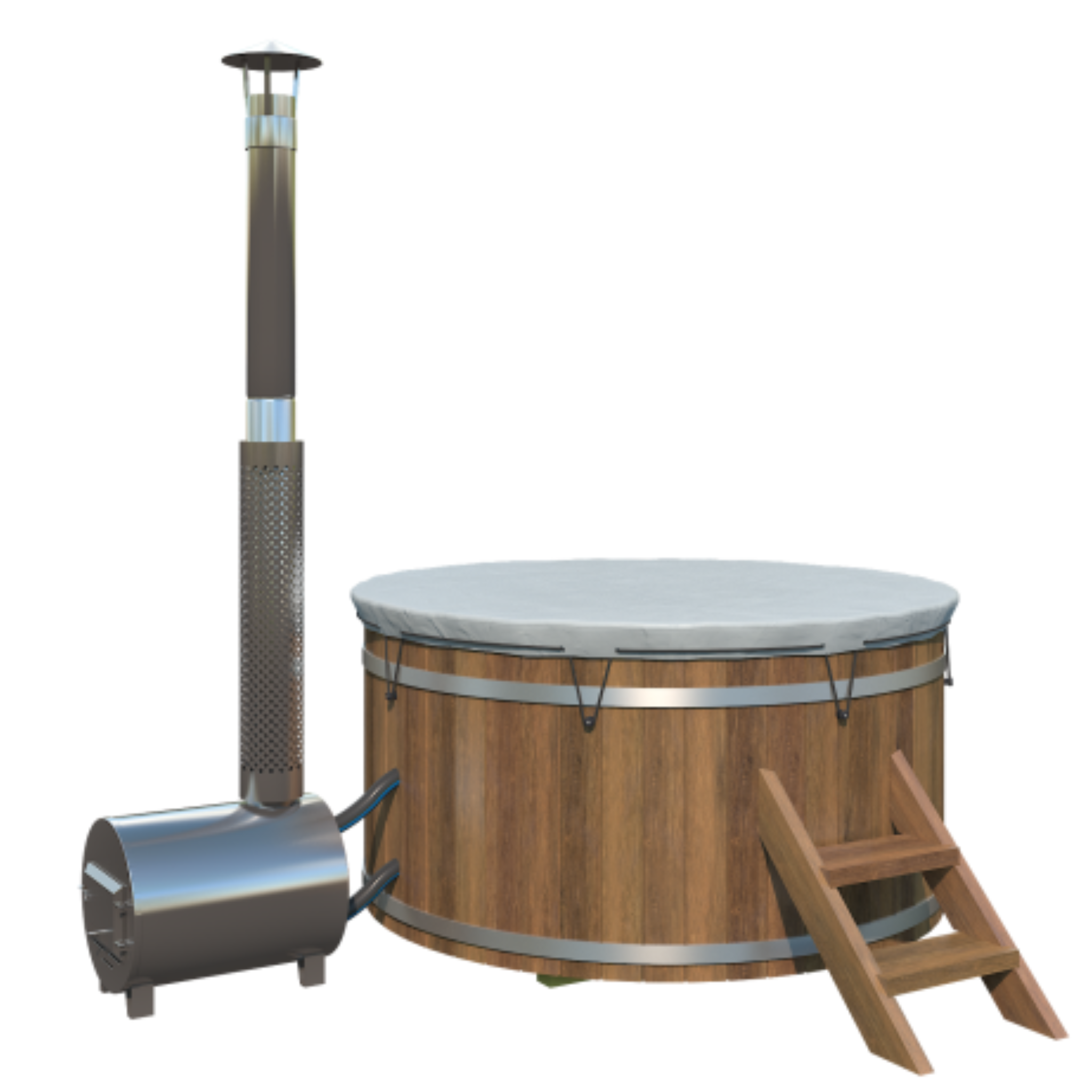 Hottub met  RVS kachel Ø180 cm Thermowood