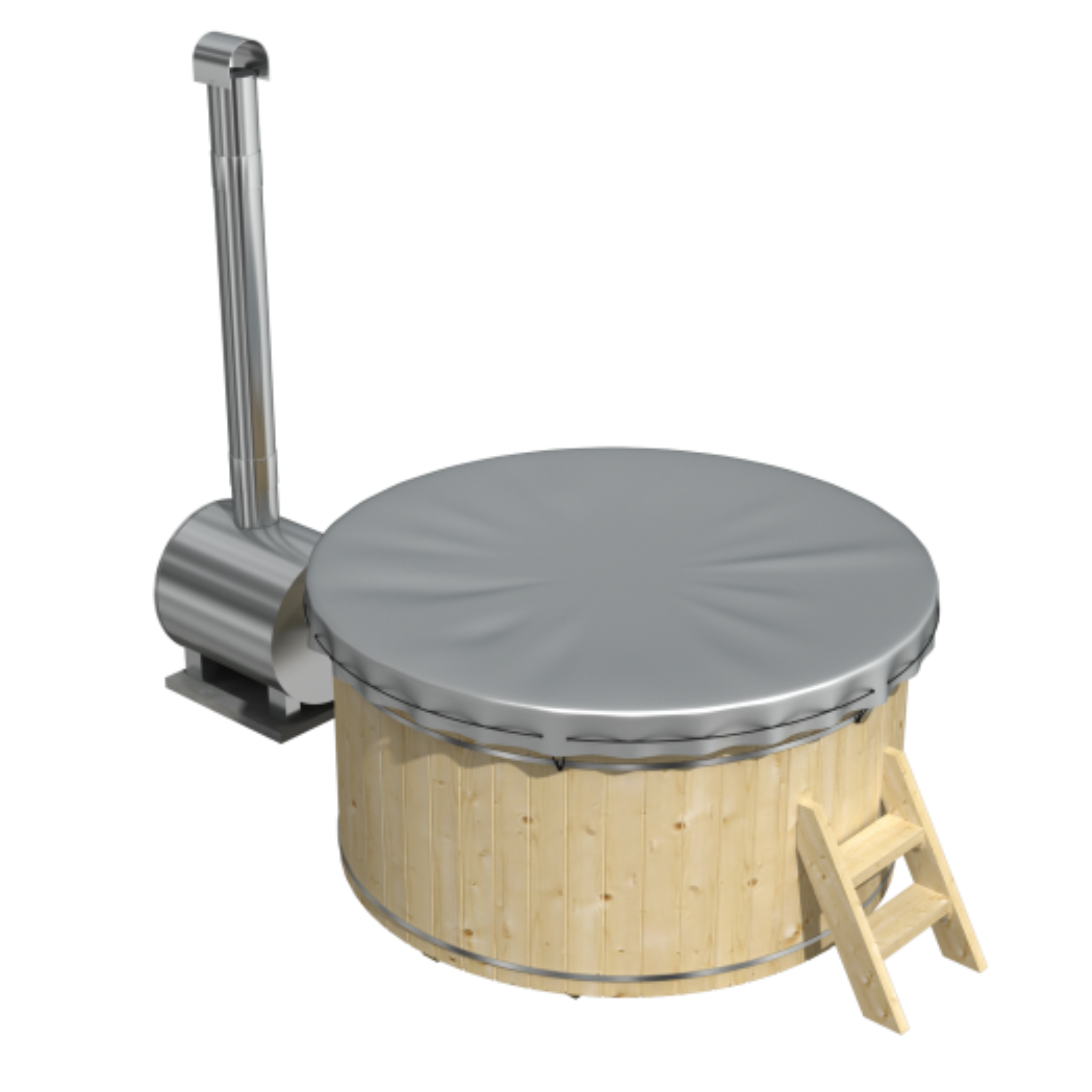 Hottub met  RVS kachel ø200 cm onbehandeld vuren