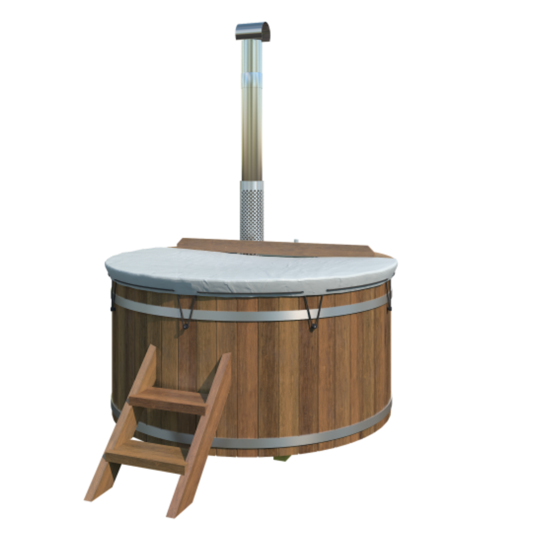 Hottub met  RVS kachel Ø180 cm Thermowood