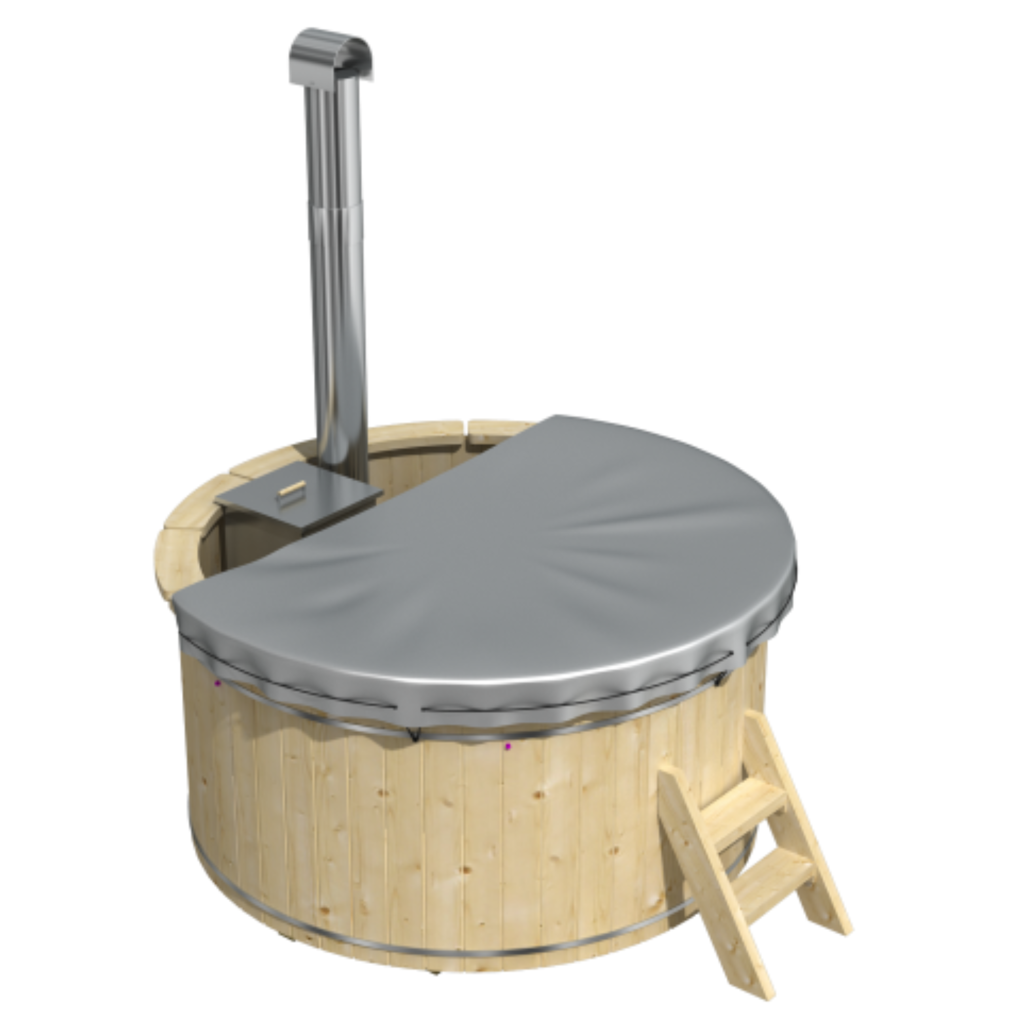 Hottub met  RVS kachel ø200 cm onbehandeld vuren