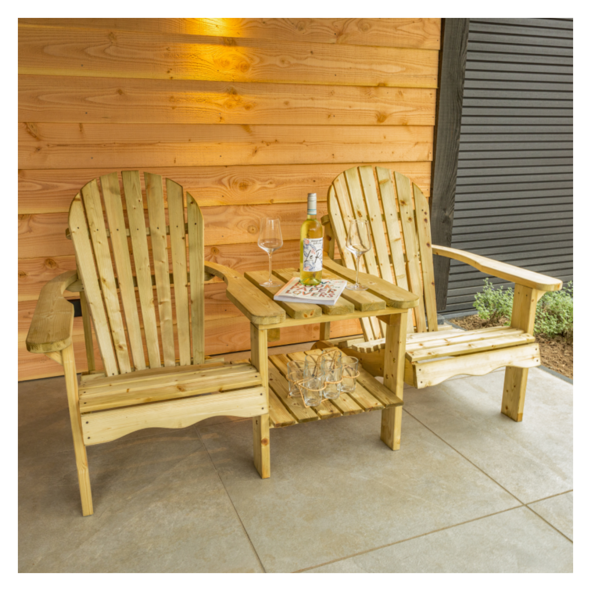 Loveseat Parijs vuren gedroogd, groen geïmpregneerd