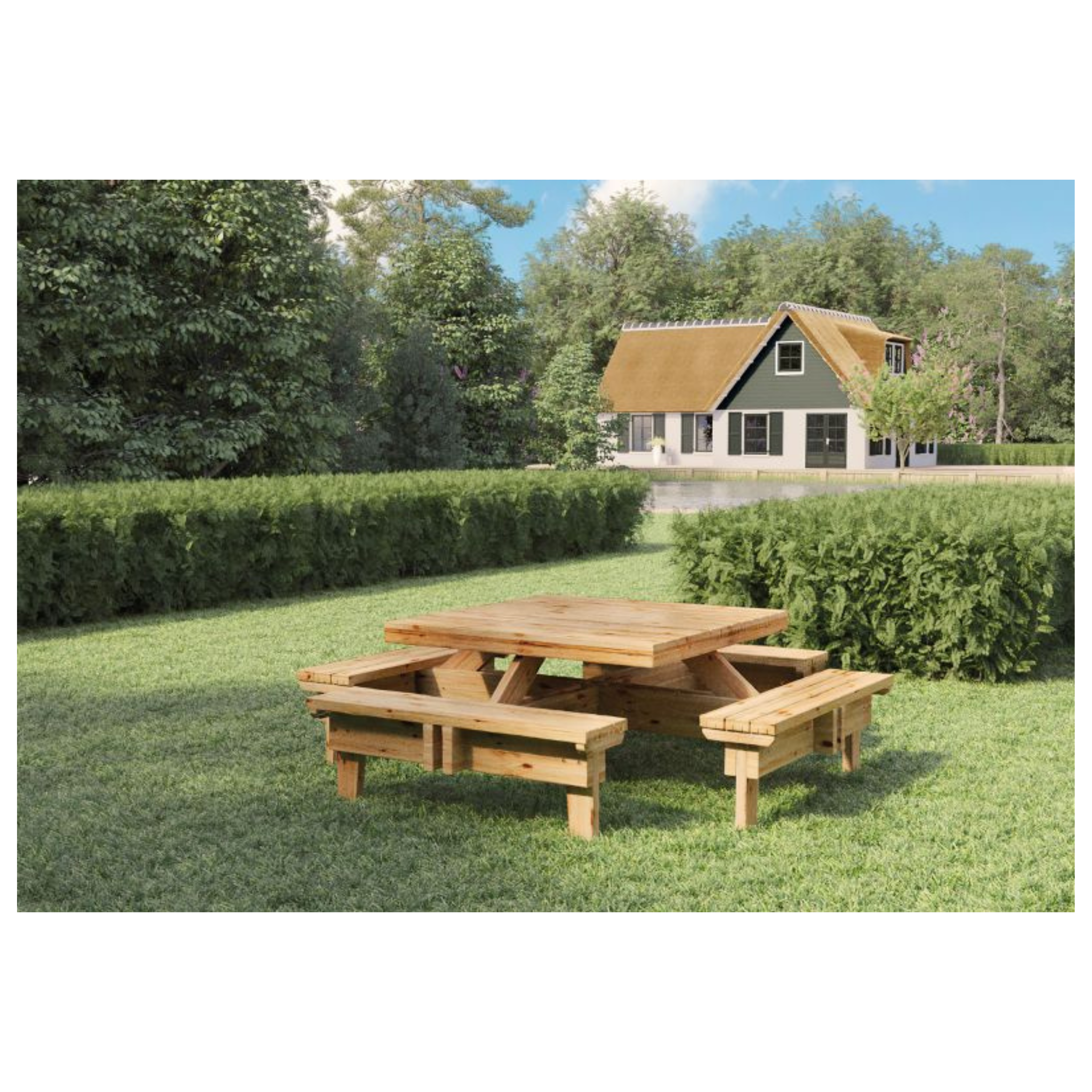 Picknicktafel vierkant Classic, vuren gedroogd, groen geïmpregneerd