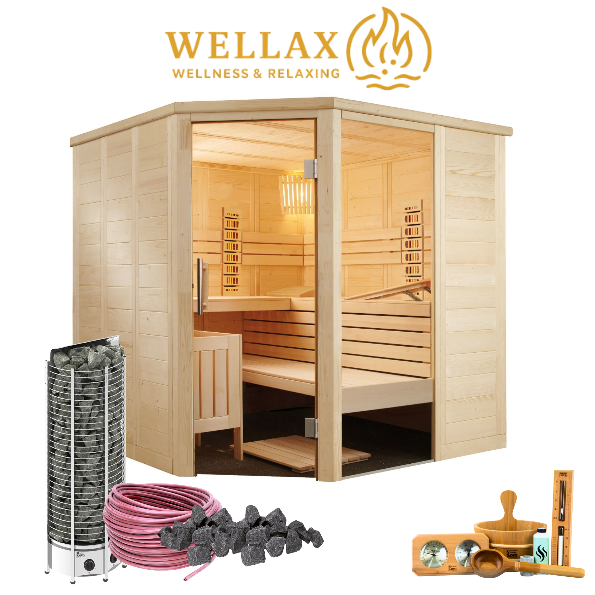 Sauna Alaska Corner Infra Plus Bundel