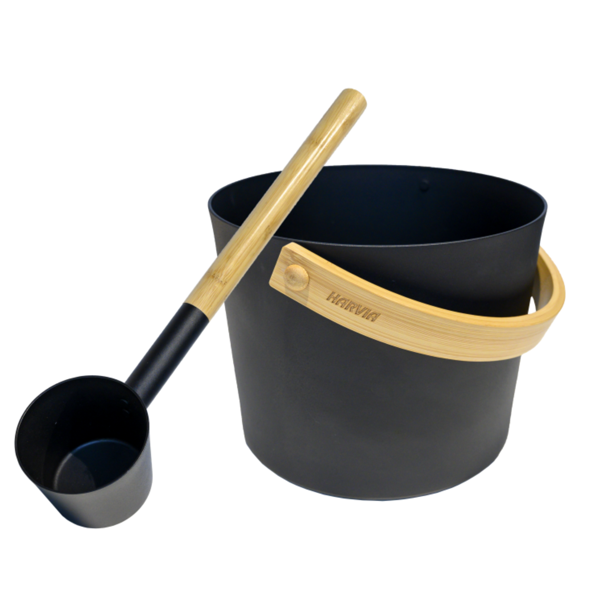 Sauna accessoire Harvia emmer en pollepel staal zwart