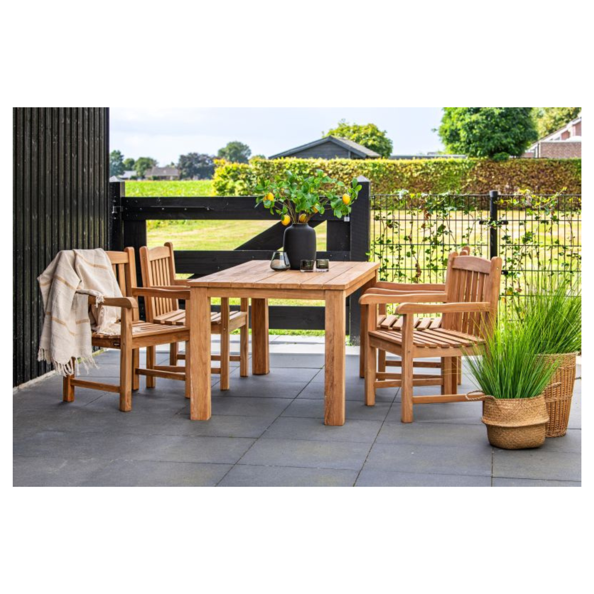 Tuintafel teak 180 x 90 cm solide rustiek