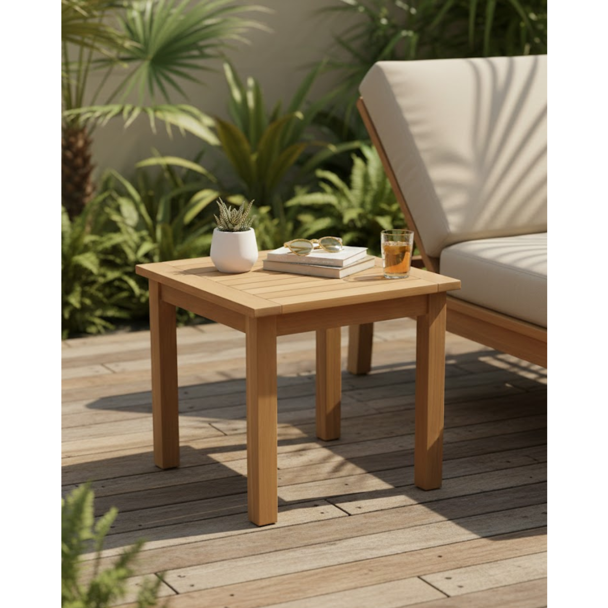Teakhouten bijzettafel Evy