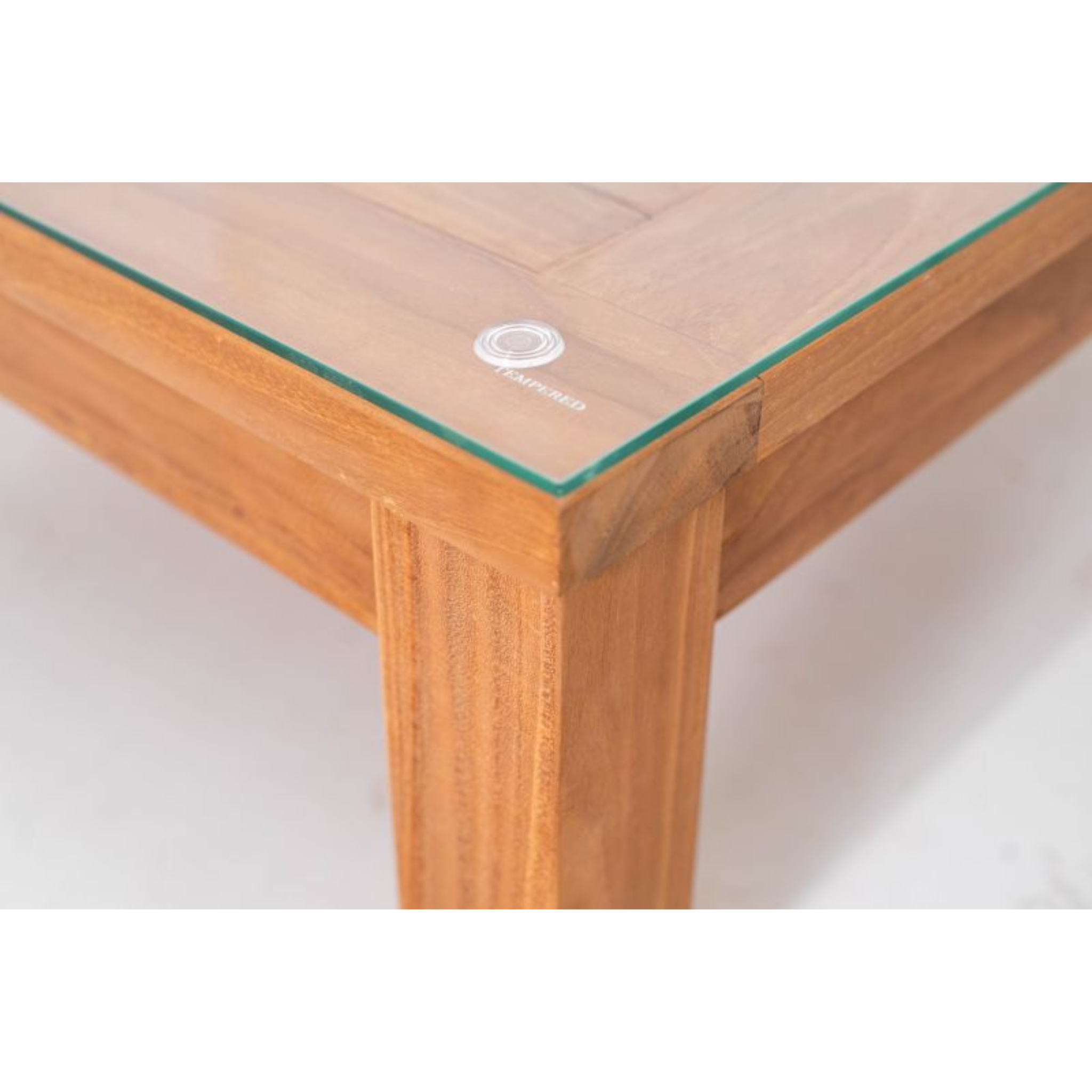 Teak modulaire lounge set Tambora – Salontafel/Hocker incl. kussen en glasplaat - 75 x 120 x H30/40cm