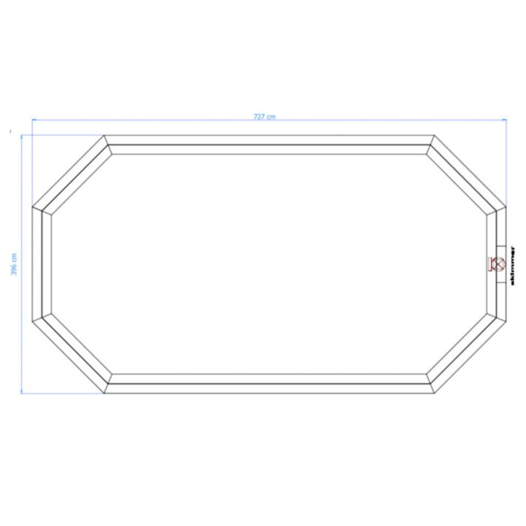 Luxe houten zwembad Playa Porto Marie 727 x 396 x 138 cm